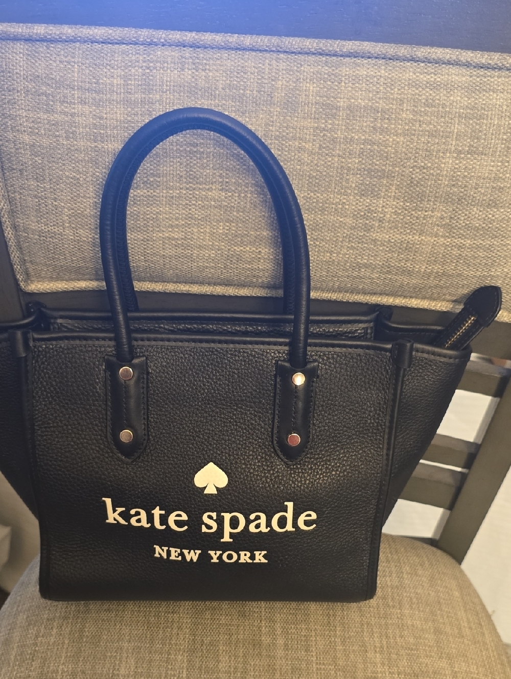 #27 Kate spade Black Pebbled Leather Logo Tote